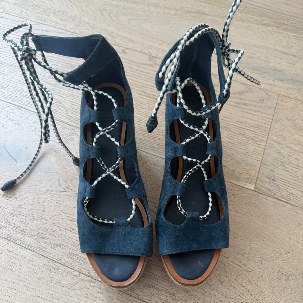 Tory Burch Positano Lace-up Platform Espadrille Size 8 - Picture 5 of 11